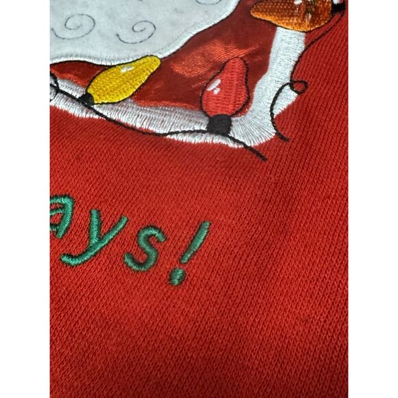 Vintage Nutcracker Red 1X Embroidered Santa Happy Holiday! Christmas Sweatshirt - Picture 5 of 12